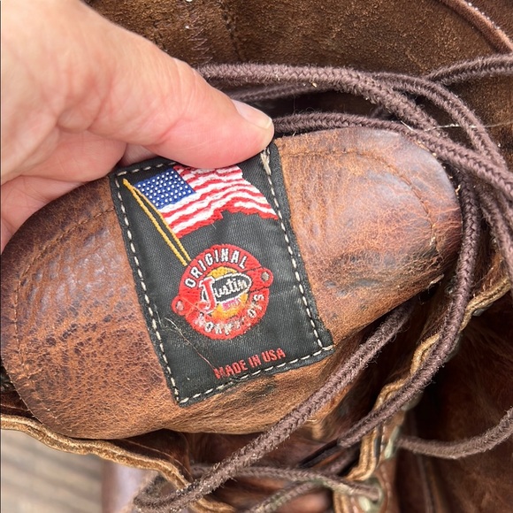 Men's Justin brown Leather Boots - Picture 2 of 5